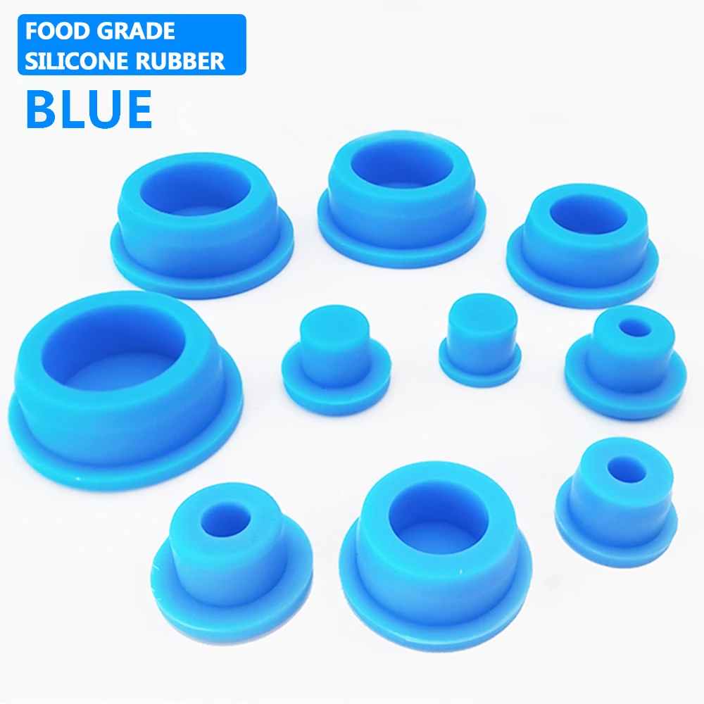 

Blue 13mm-48mm Food Grade Silicone Rubber Round Hole Plug Blanking End Cap Tube Pipe Stopper T Inserts Cover Sealing Dust-proof