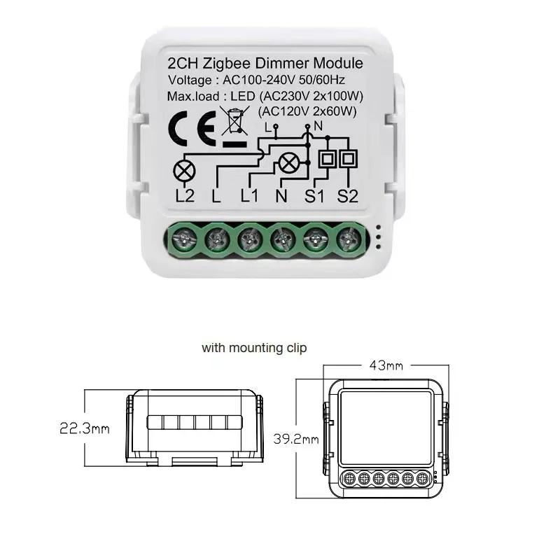 Saikiot Tuya Smart Zigbee 1Gang 2Gang Dimmer Module Voor Light Control Google / Alexa Ondersteund Voor Smart thuis
