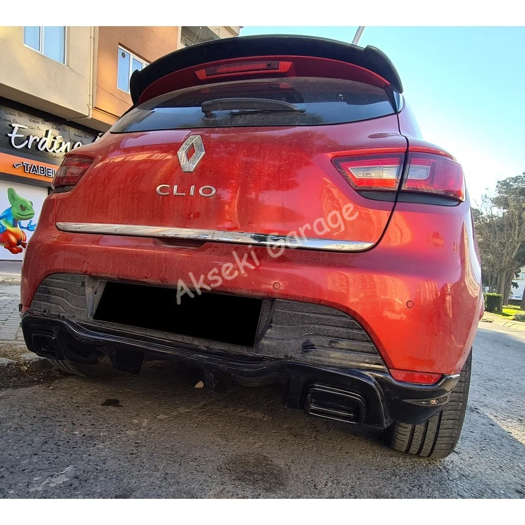 Renault Clio 4 RS Diffuser + Exhaust Tip Piano Black 2012 To 2016-- Body Kit Styling Accessories Tuning Modify Spoiler Wings