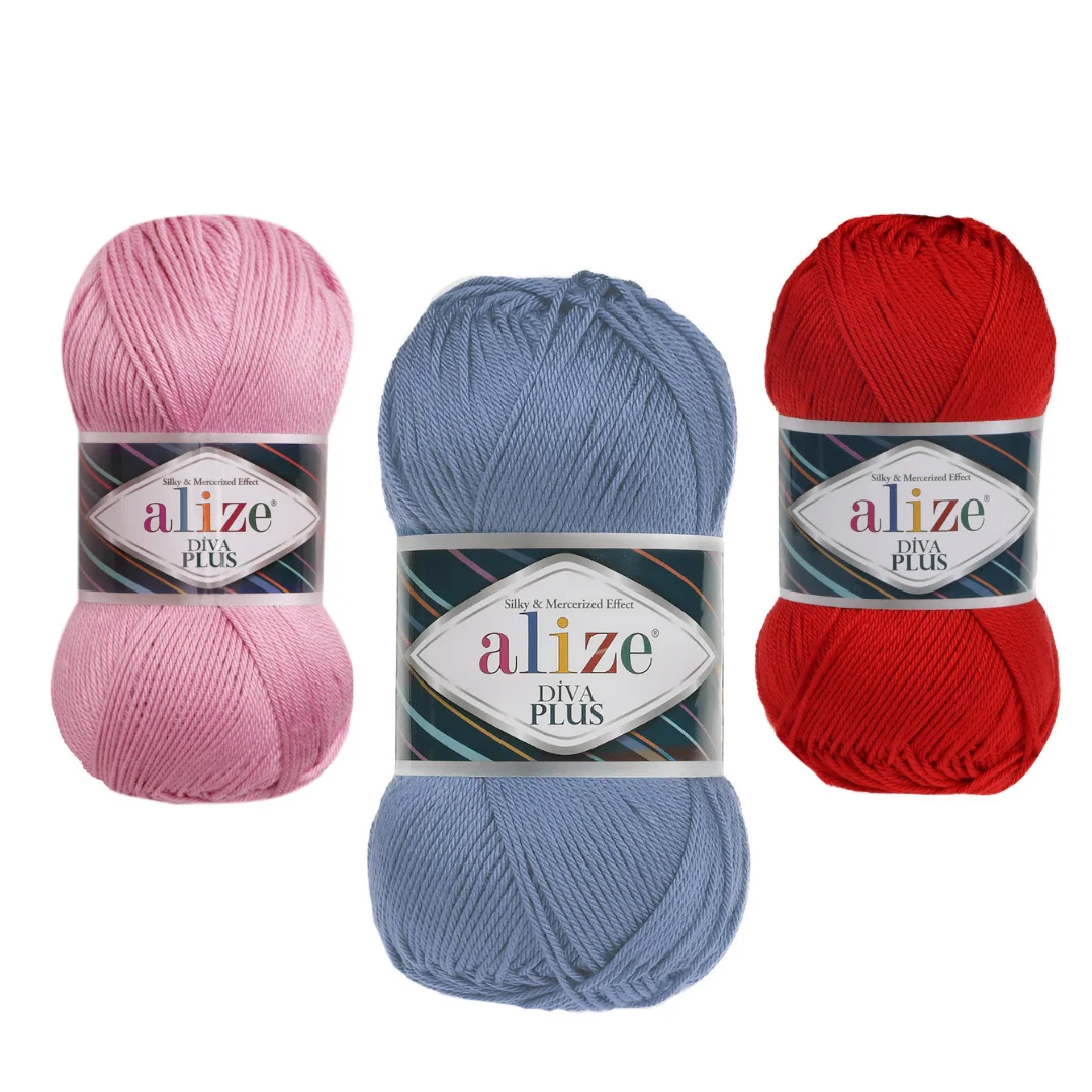 Alize Diva Plus Yarn Hand Knitting Handmade DIY Acrylic Bikini Dress Blouse Amigurumi Mercerized Effect Vest Blanket Sweater