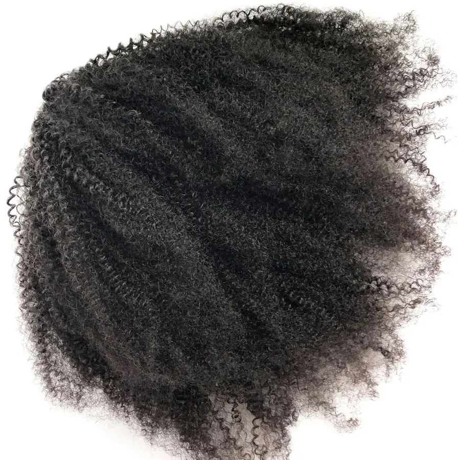 Moda feminina cabelo afro cacheado topo de cavalo 100% humano remy cabelo rabo de cavalo cacheado com 2 grampos