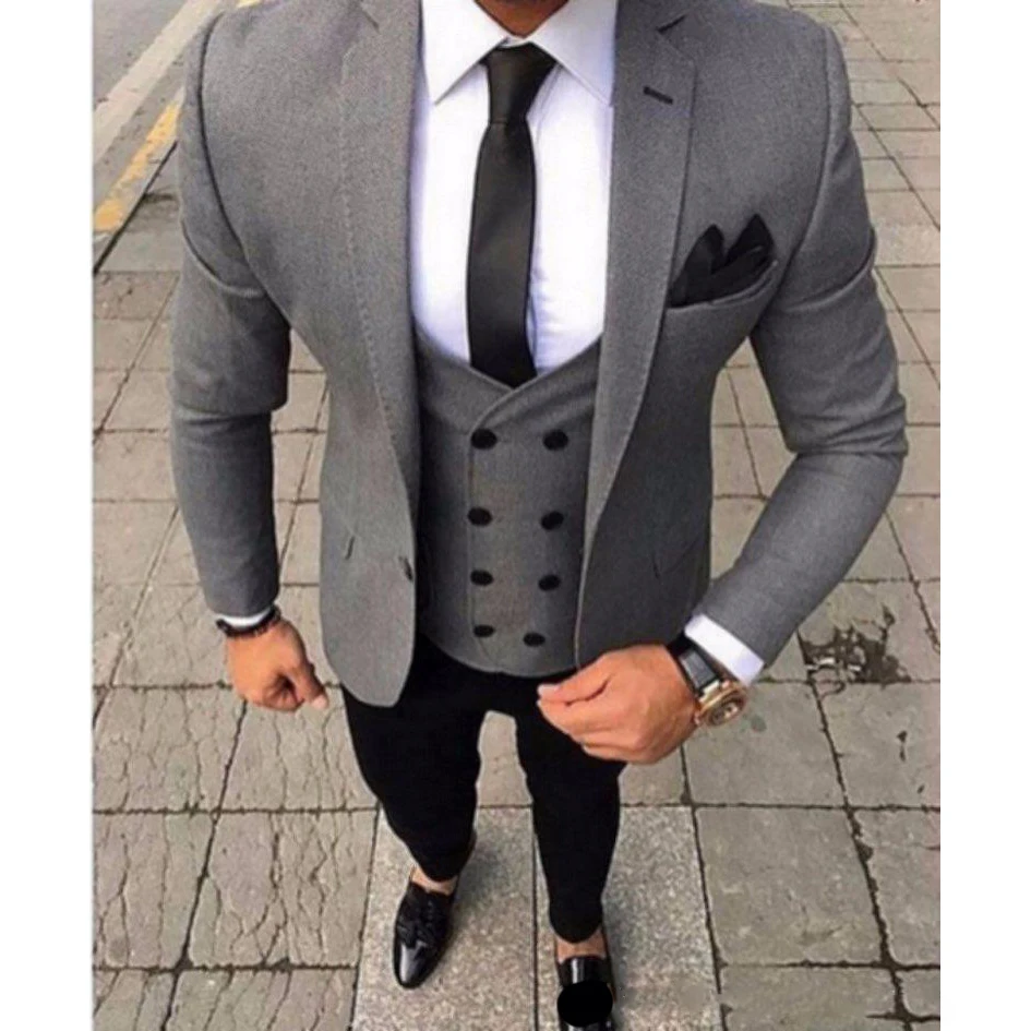 

Latest Design 3 Piece Suit for Men Slim Set Groom Tuxedo One Button Notch Lapel Wedding Blazer Party Suit Male(Jacket+Pants+Vest