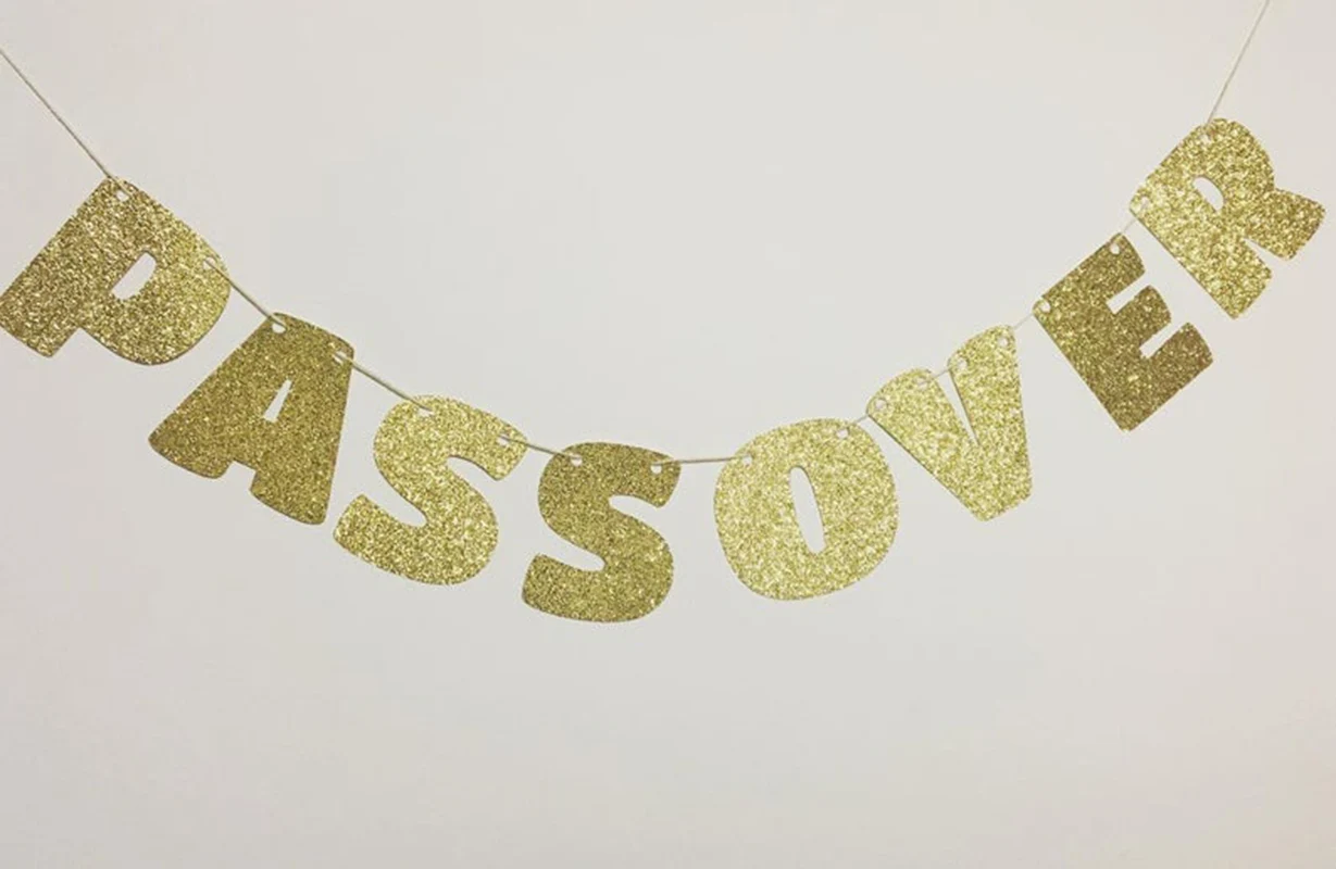 Happy passover party decorations, golden glittering party banners, birthday, anniversary party decorations