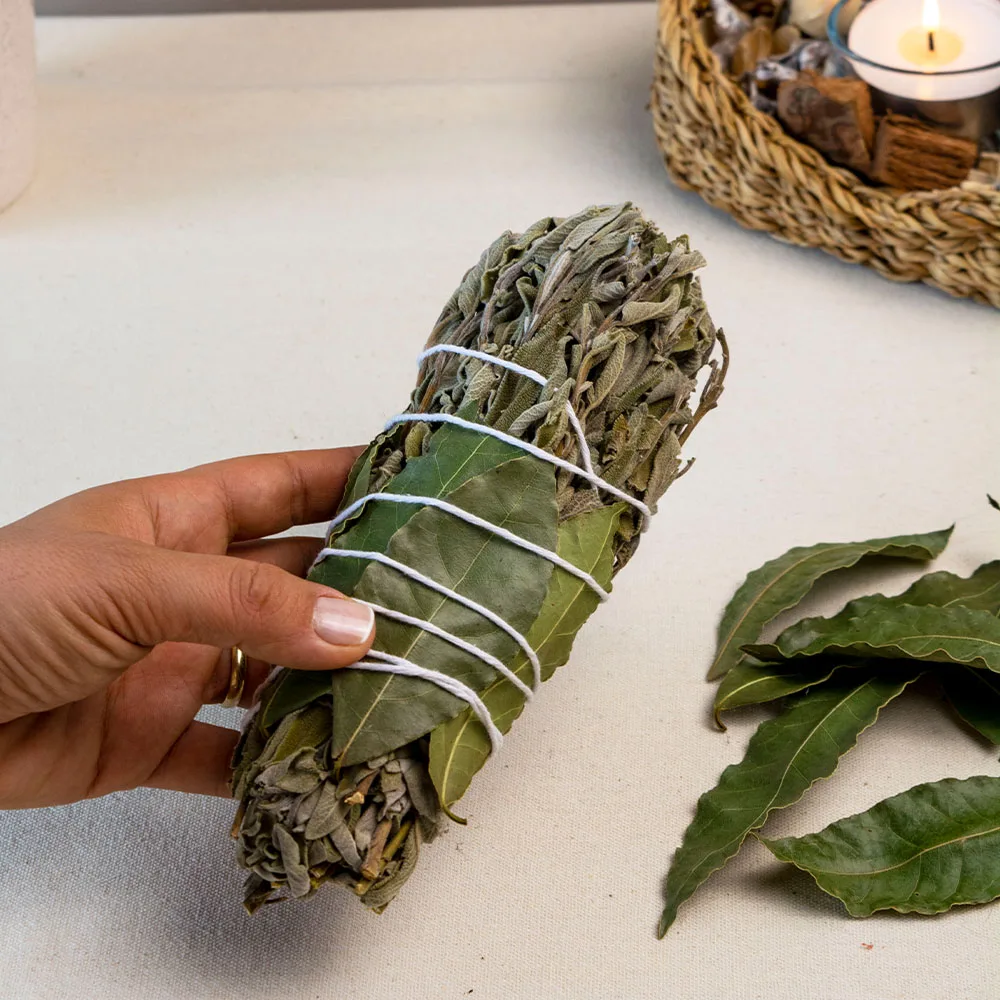 Aromatherapy Incense Set 20cm Anatolian Sage Bay Leaf Incense Bundle Big Beeswax Candle Incense Gift Set