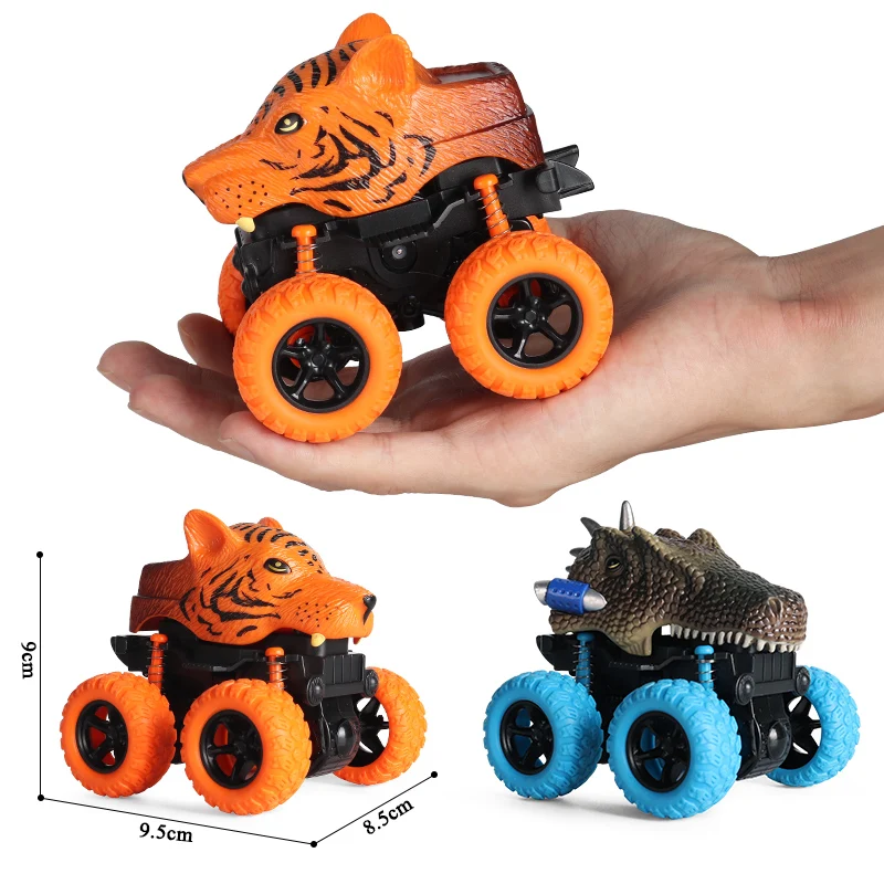 Oenux Animals Catapult Pull Back Car Dinosaur World Shark Tiger T-REX Model Cute Vehicle Truck Kid Toy Birthday Gift With Box