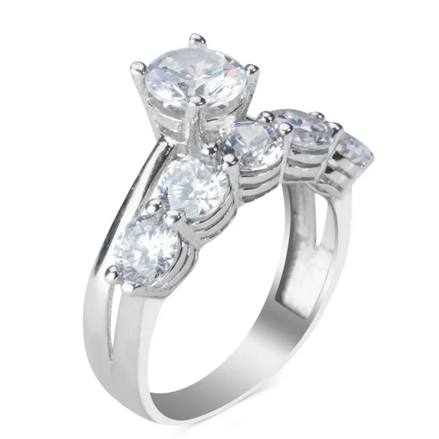 

ilver White Zircon Gemstone Ring Multi Stone Women Ring Dainty Solitaire Ring Wedding Engagement Ring 925K Silver