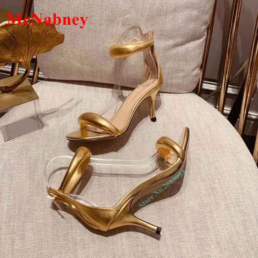 Straps Hollow Sandals Open Toe Solid Back Zipper Stiletto Heels Women Designer Shoes Summer Party Dress New Sandals More Colors