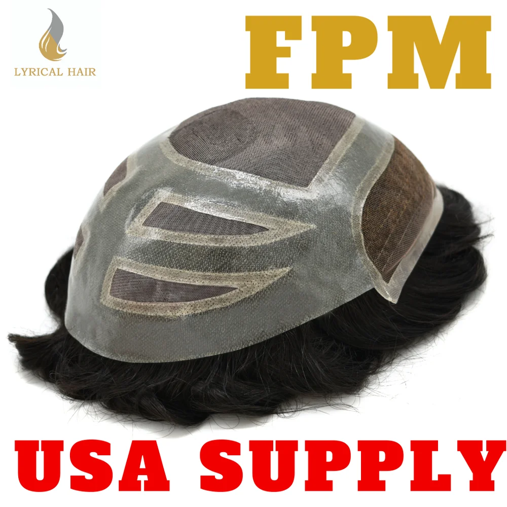 

French Lace Front Mens Toupee Fine Mono Hairpiece Poly Skin Natural Hairline Hair System FPM USA Supply