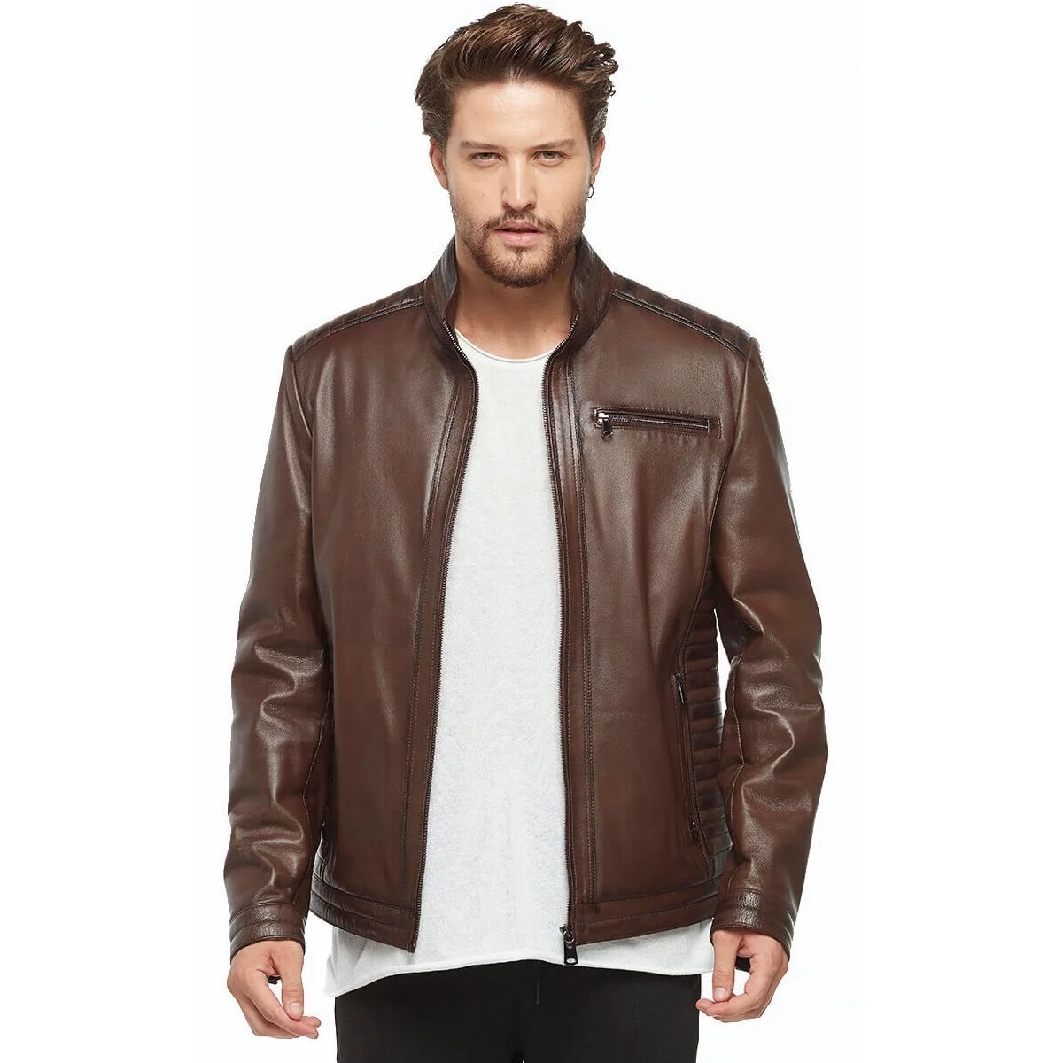 Ôm Vừa İreko Tranh Áo Khoác Da Ban Đầu Da Cừu Thu Đông 2022 Biker Slim Size Lớn VintageTürkiye
