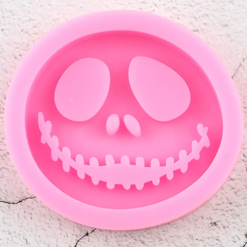 Skeleton Jack Face Phone Grip Silicone Mold Halloween Badge Reel Craft Keychain Epoxy Resin Molds Pendant Necklace Jewelry Mould