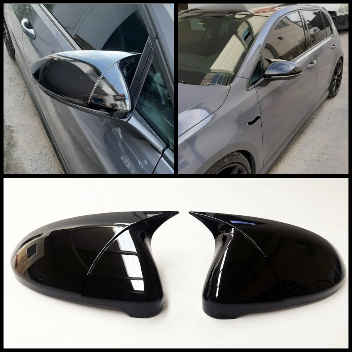 

For Volkswagen Golf 7 MK7 MK7.5 ABS Plastic Bat Wing Mirror Covers 2 Pcs Caps Rearview Mirror Case Cover Gloss Black Accessory