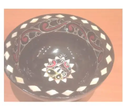 Hand Painted Wooden bowl , Marble decorated on the wood ,Shaving Bowl  FREE SHİPPİNG