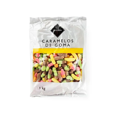 RIOBA rubber Candy forme assortite orsi, banane e bottiglie sacco 1kg