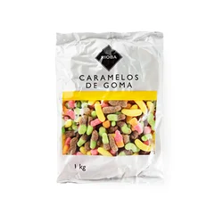 RIOBA rubber Candy forme assortite orsi, banane e bottiglie sacco 1kg