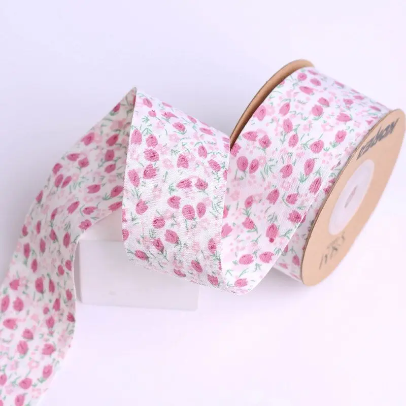 10 Yards 40mm double-sided flower ribbon DIY handmade material Headwear Hair bow clothing shoes hat accessories
