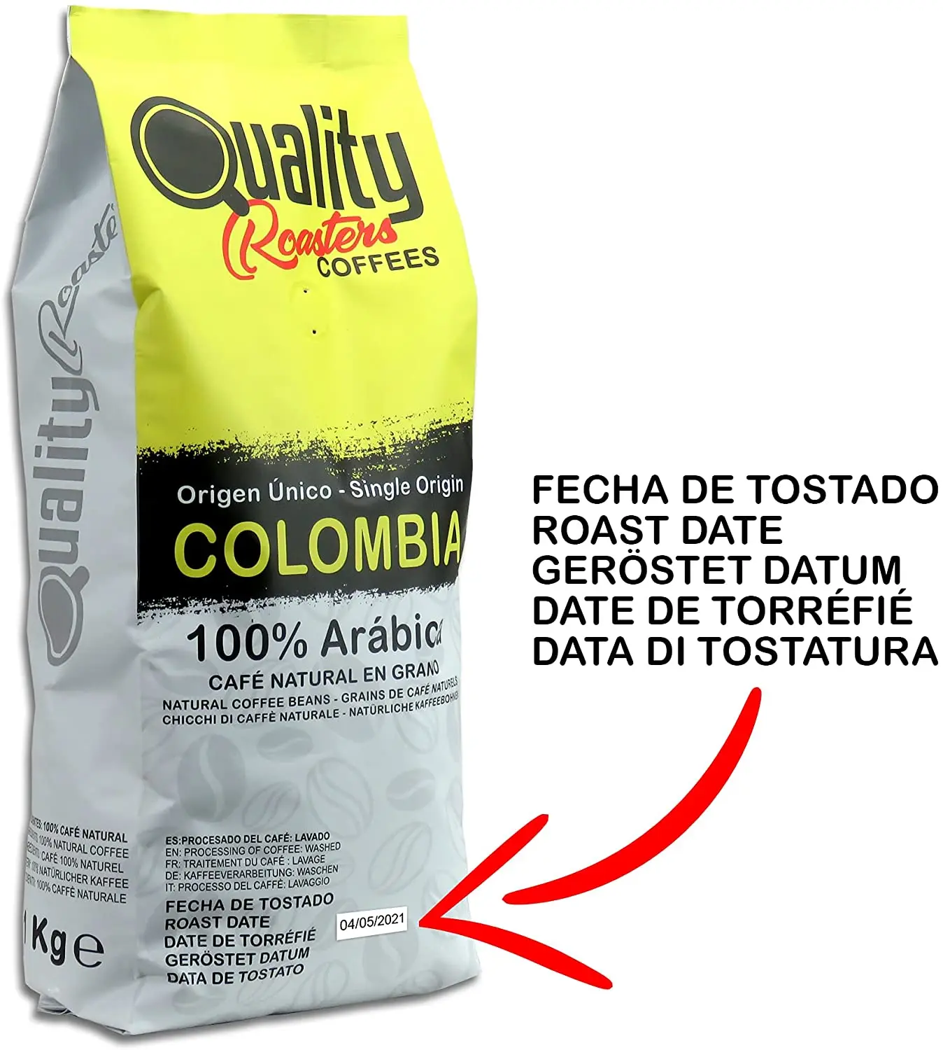 Quality Roasters Coffees. Café en grano natural. 100% Arabica. 4 orígenes: Colombia, Uganda, Brasil, Honduras. Pack de 4 Kg. Tostado artesanal.