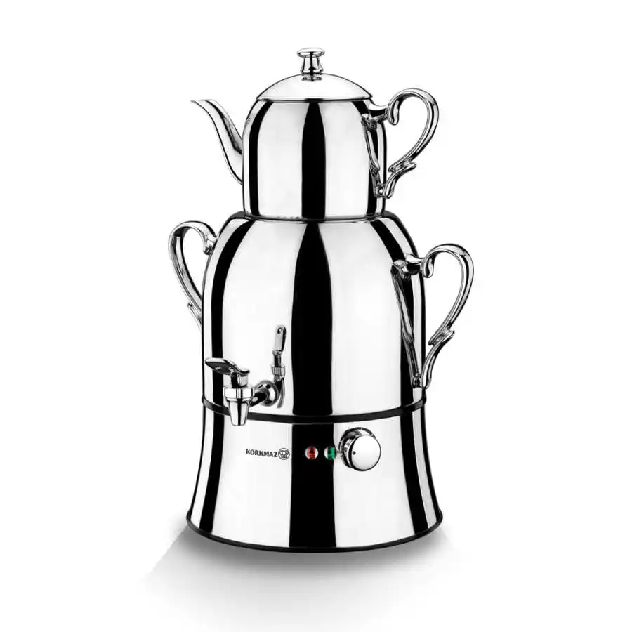 KORKMAZ Nosta Mega Inox / chrome electric turkish teapot tea maker samovar kettle A334 stainless steel 220V EU plug FREE SHİPPİN