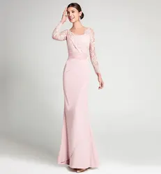 Long Sleeve Lace Evening dresses Mermaid Women's Vintage Classic Party Gowns Runway Fashion Formal Gown