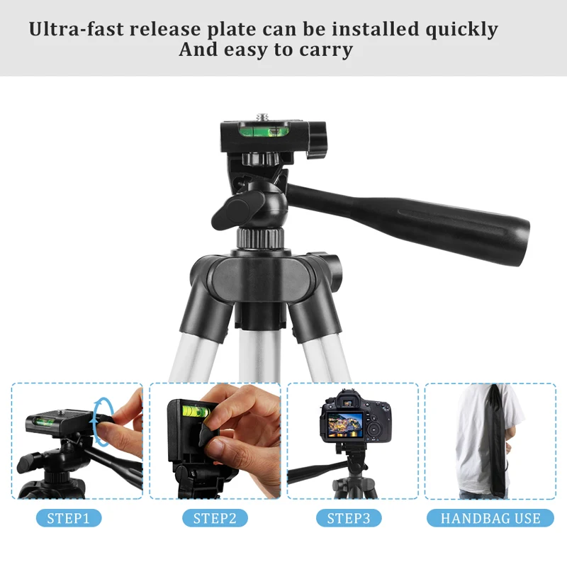 152cm Black Tripod Extendable Portable Selfie Tripod Support With Remote Shutter And Hangbag For Mobile Phones Travel Photograph