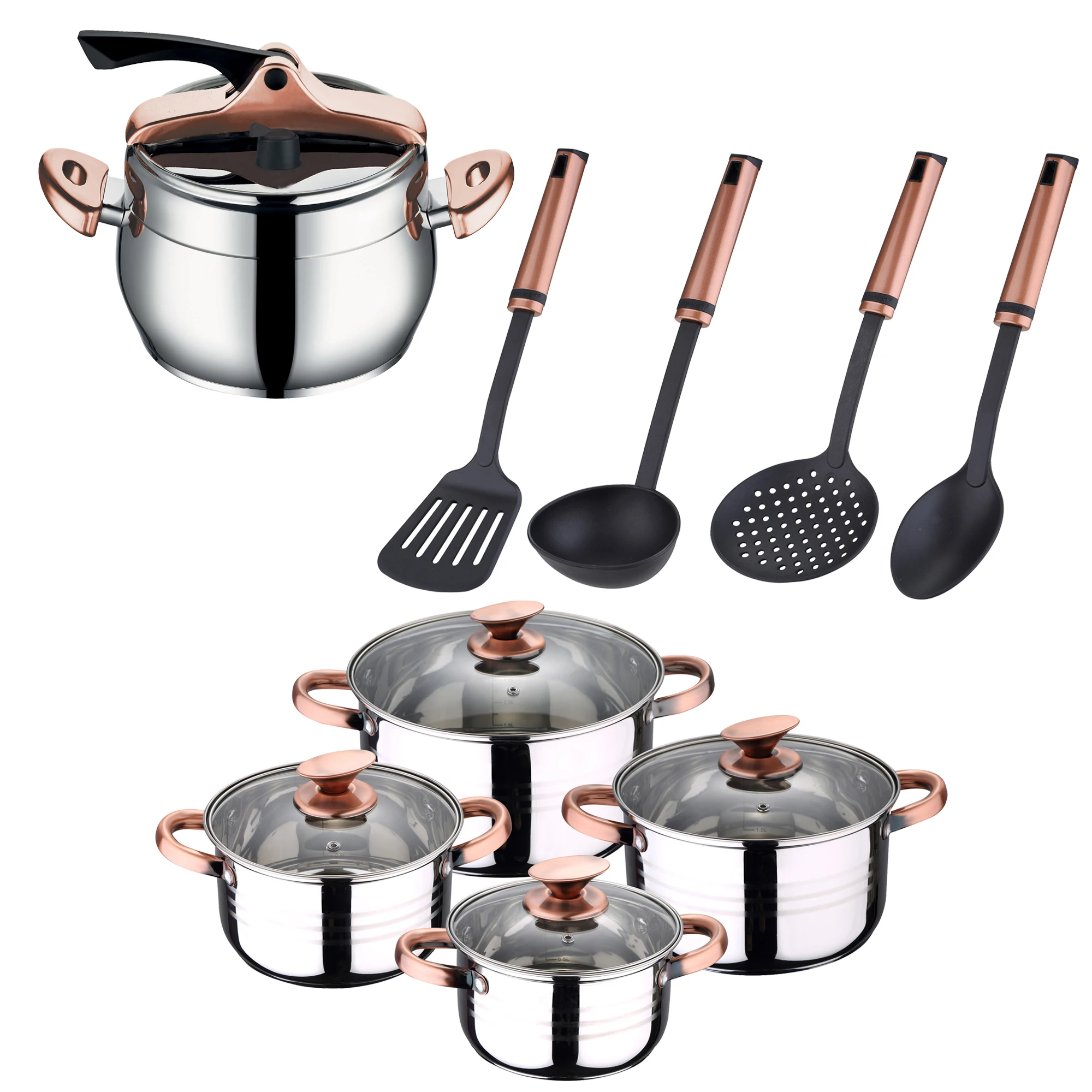 SAN IGNACIO kitchen baterias set, pot express Altea and Sigma Copper utensils