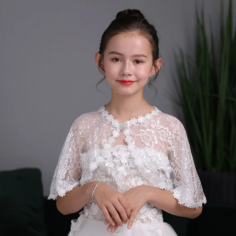 Wedding Party Flower Girl Bolero Princess Dress Cape Girls Wrap Top Cover-Up Lace Children Bolero Wedding Marriage Accessories