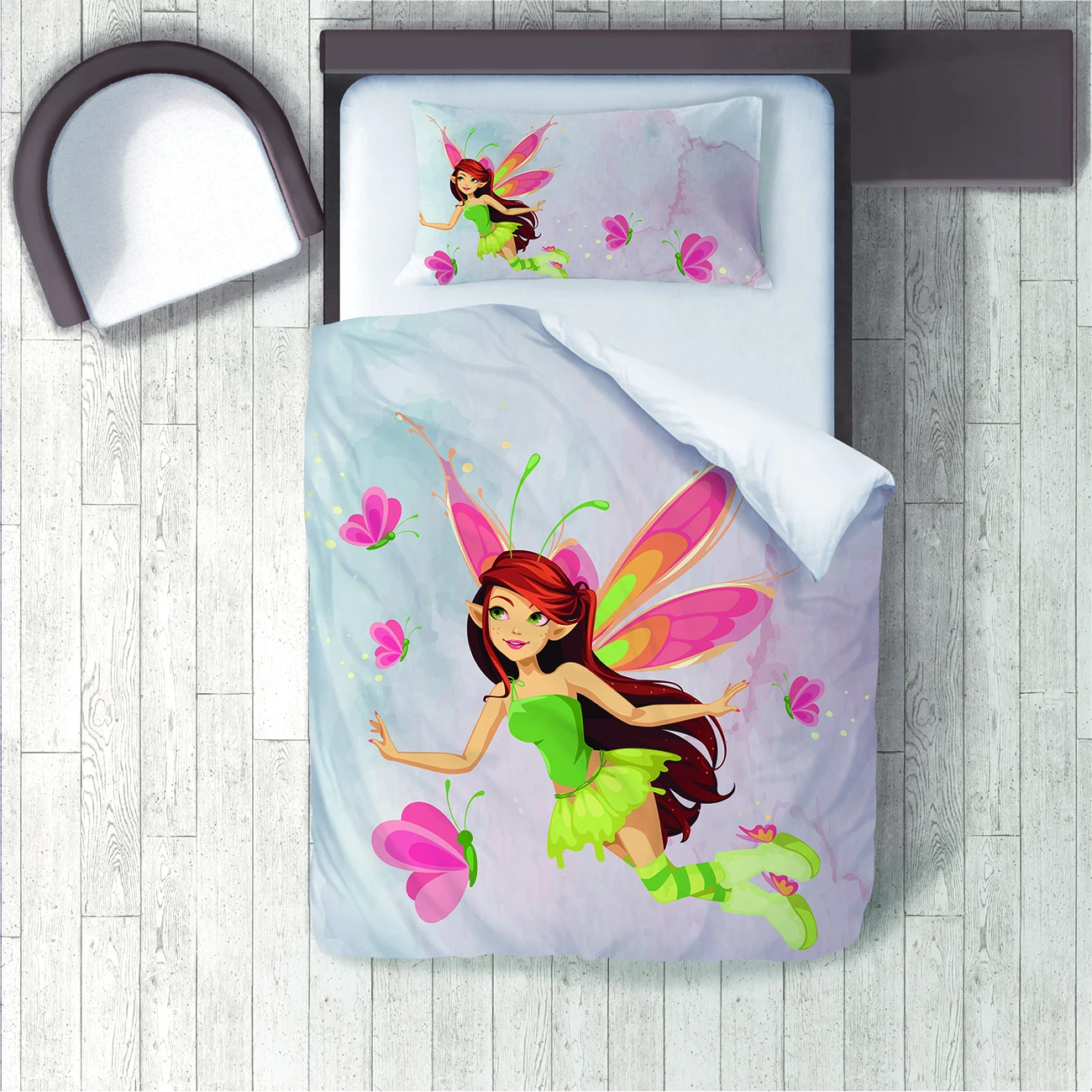 

Duvet Cover Set Bedding Set Pillow Case for Baby and Kids Room 3D Printed Light Pink Fairy Model 156