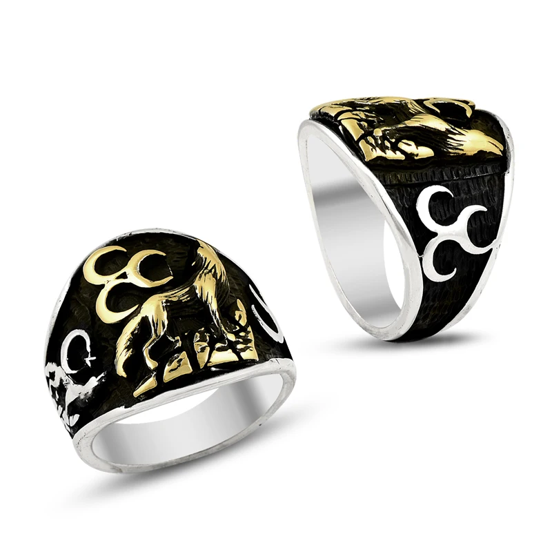 925 Silver Handcraft Historic Figure Added Turkish Rings for Men