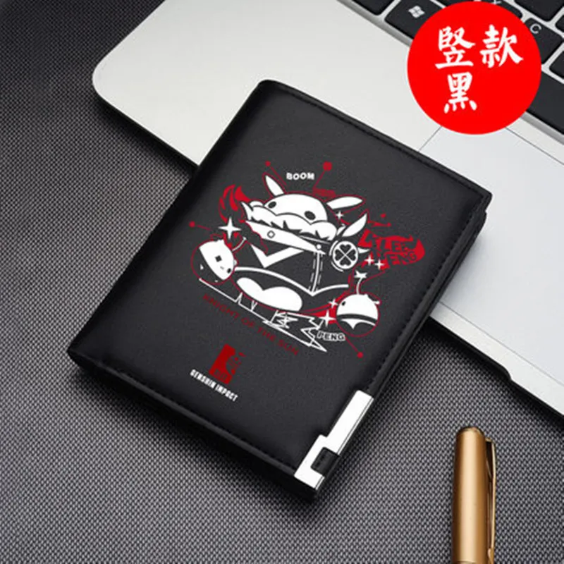 อะนิเมะ Genshin Impact PU หนังนักเรียนกระเป๋าเหรียญ Klee Keqing คอสเพลย์ Casual พับกระเป๋าสตางค์ผู้หญิงยาวสั้น Notecase ของขวัญ