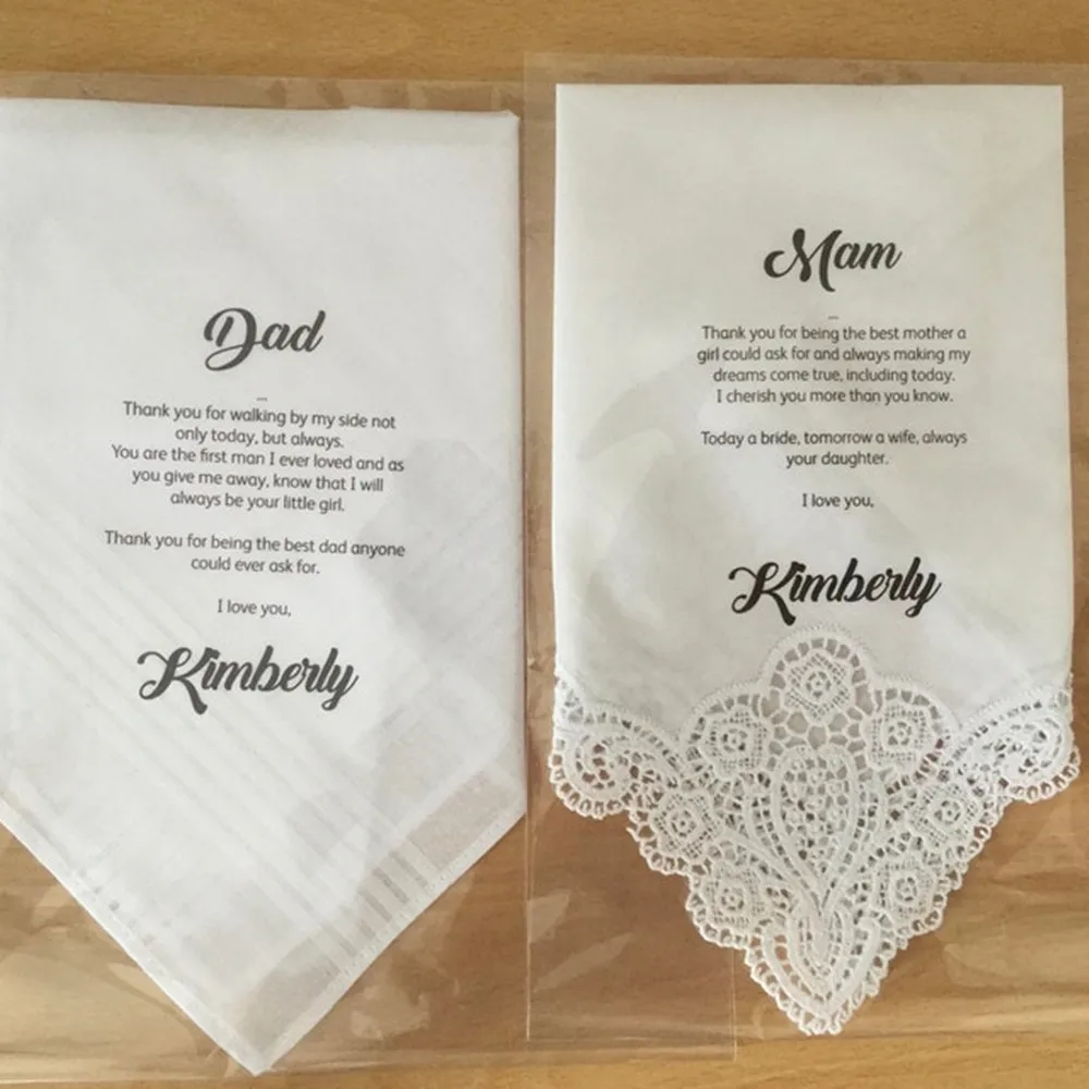 Personalized handkerchief wedding Lace Hankie Custom Handkerchief For Parents Personalized Handkerchief Mom or Dad photo on it