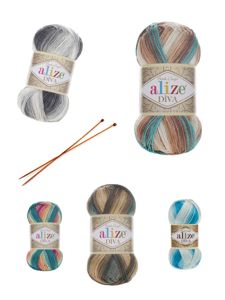 Alize Diva Batik Yarn Silky Doll Thread Yarns for Knitting DIY Bikini Pattern Soft Amigurumi Blanket Sweater Acrylic Crochet