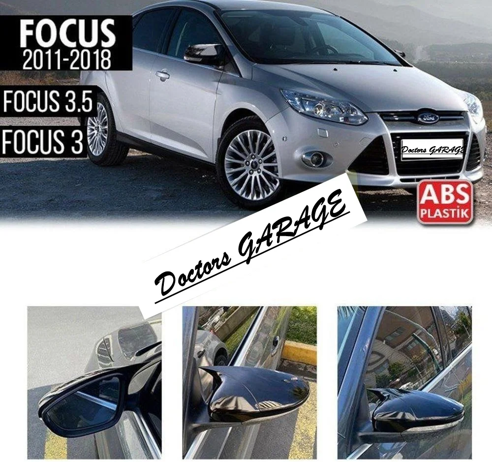 Couvercle de rétroviseur chauve-souris pour Ford Focus 2011 – 2018, étui à ailes noir brillant pour Piano, Kit de carrosserie, accessoire de style automobile