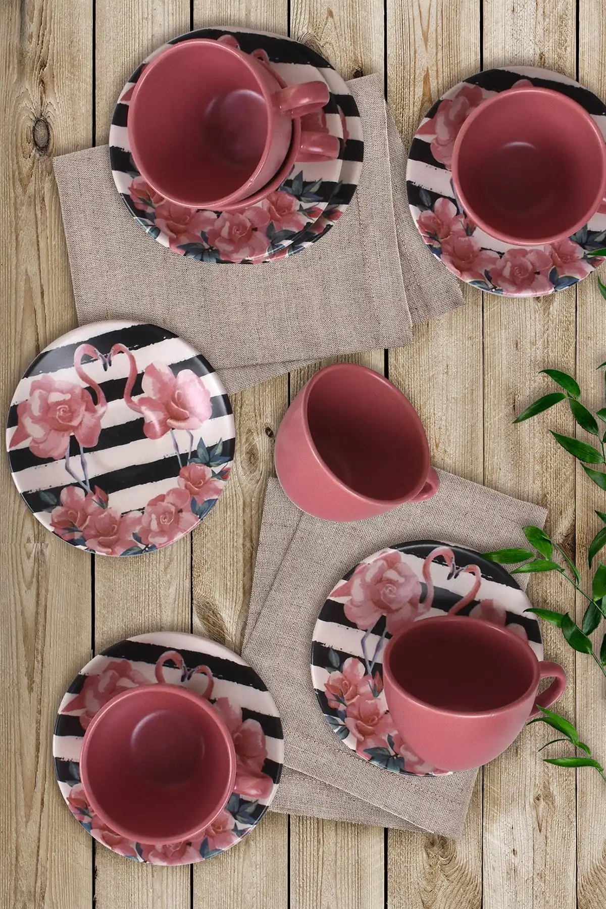 

DOLBOVI Flamingo Tea Team 12 Piece 6 Person-18311 teaware cup tea handmade bowl beautiful mugs turkish tea set vintage Saucer creative Latte Cup free shipping products service coffee Weights undefined kubki do kawy dro