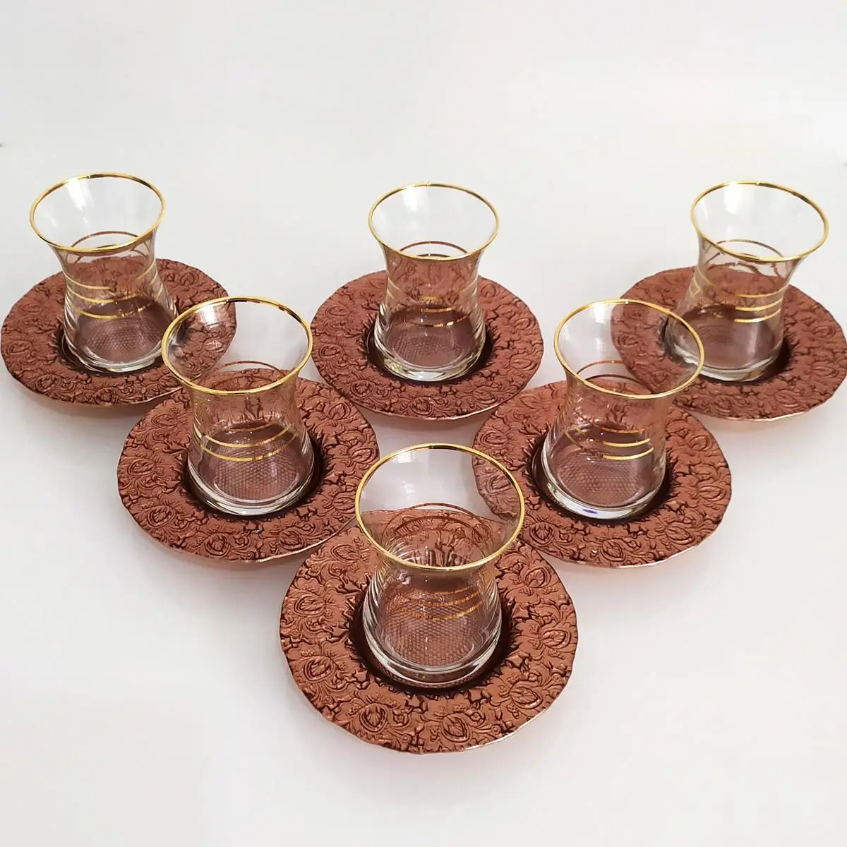 6 Person Tea Cup Set Paşabahçe Ajda Tea Cup Gold Gilded Tea Set Tea cup and saucer set tea set fast shipping 6 cups+6 saucers