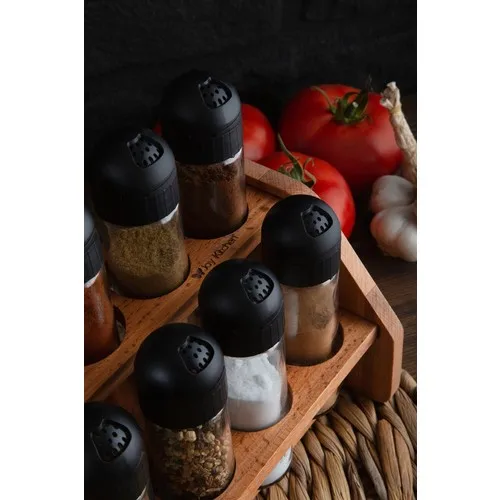 Joy Kitchen Monroe 8'li Spice Rack Set-Black Cover