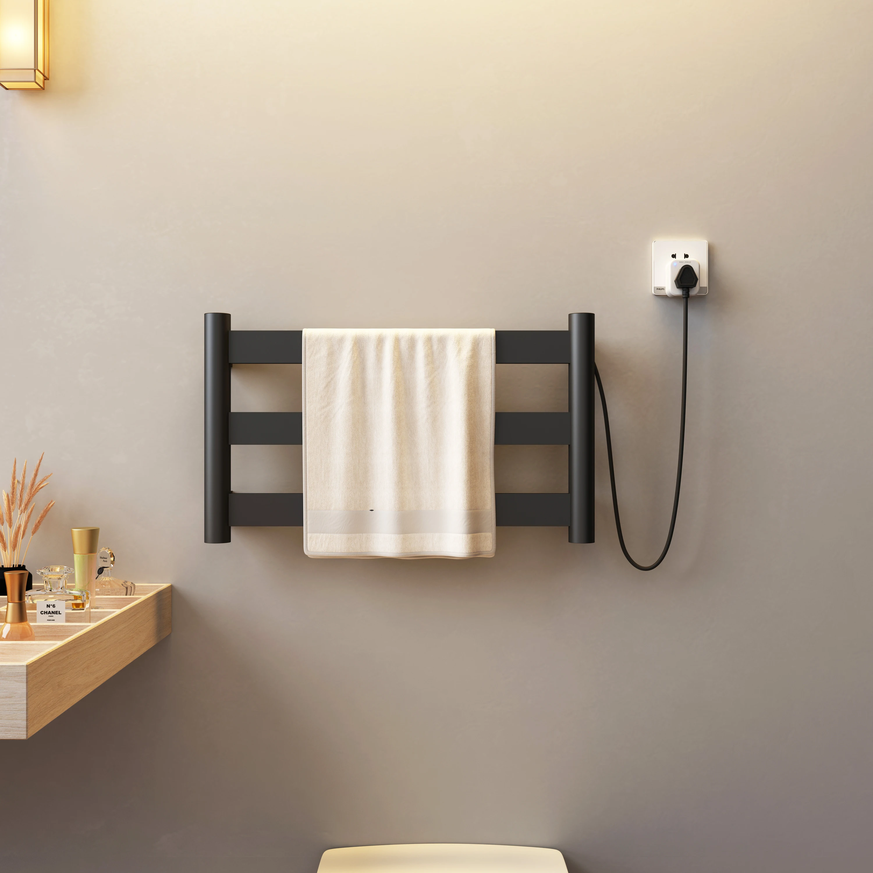 Bathroom fittings Electric heated towel rack, No Drilling.Stainless steel Sterilizing Smart towel dryer,towel warmer.