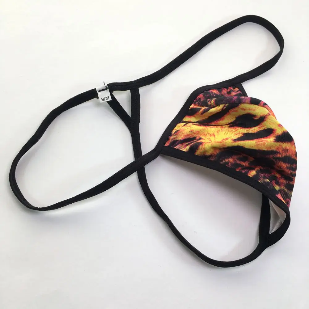 Mens String Thong Pouch G7994 Sexy Underwear Contoured Pouch Feather prints Jersey