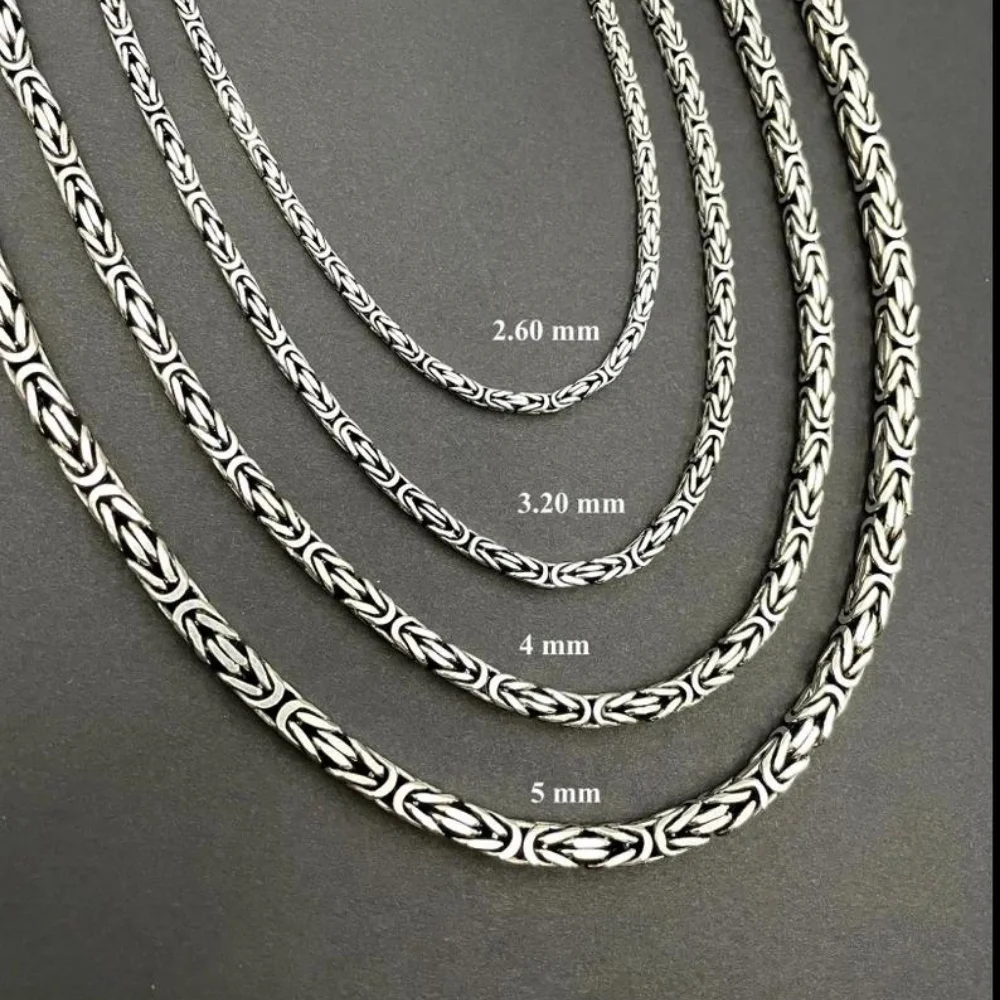 925K Sterling Silver Necklace Handmade Byzantine Chain, Viking & Vintage Style Unisex Biker Jewelry Cool Gift Free Shipping