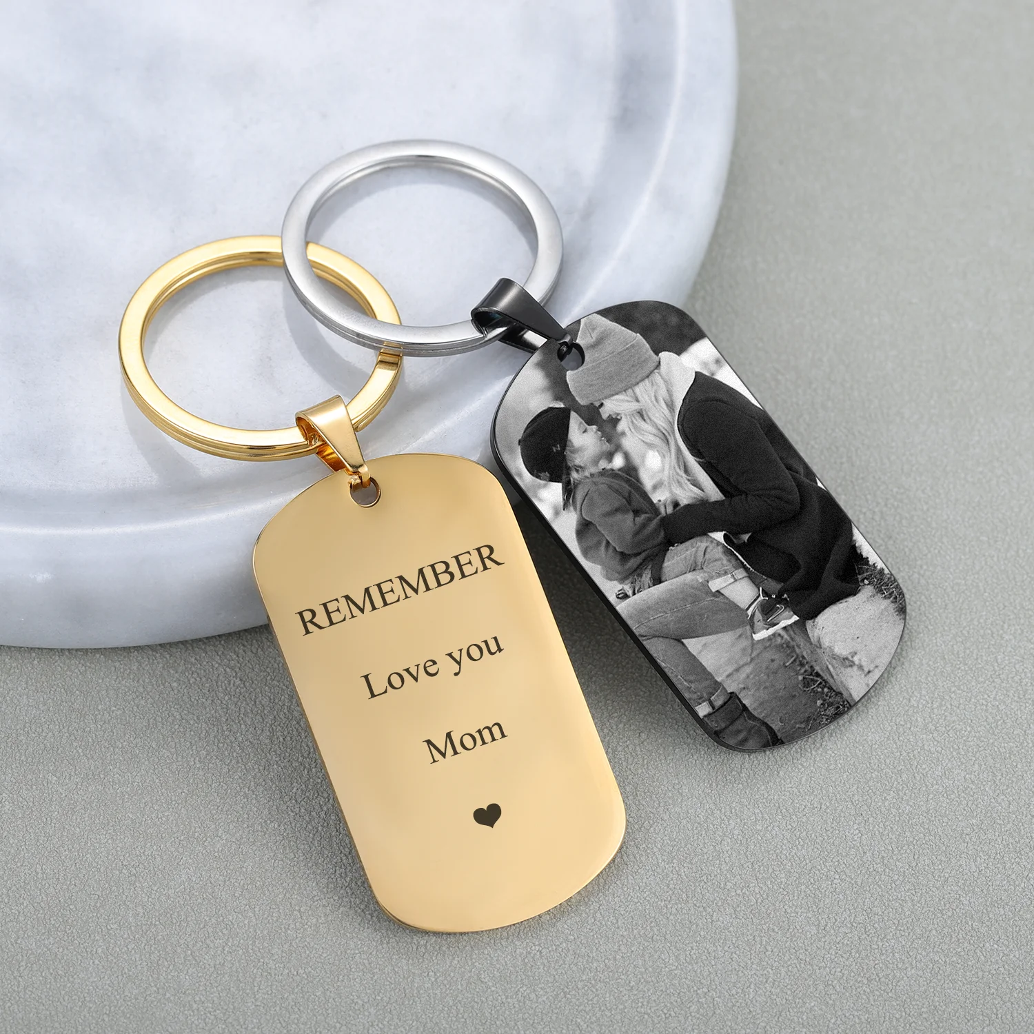 Mother's Day Gift Personalized Custom Photo Keychain I Love You Mom Picture Keyring Birthday Present for Mommy From Daughter Son