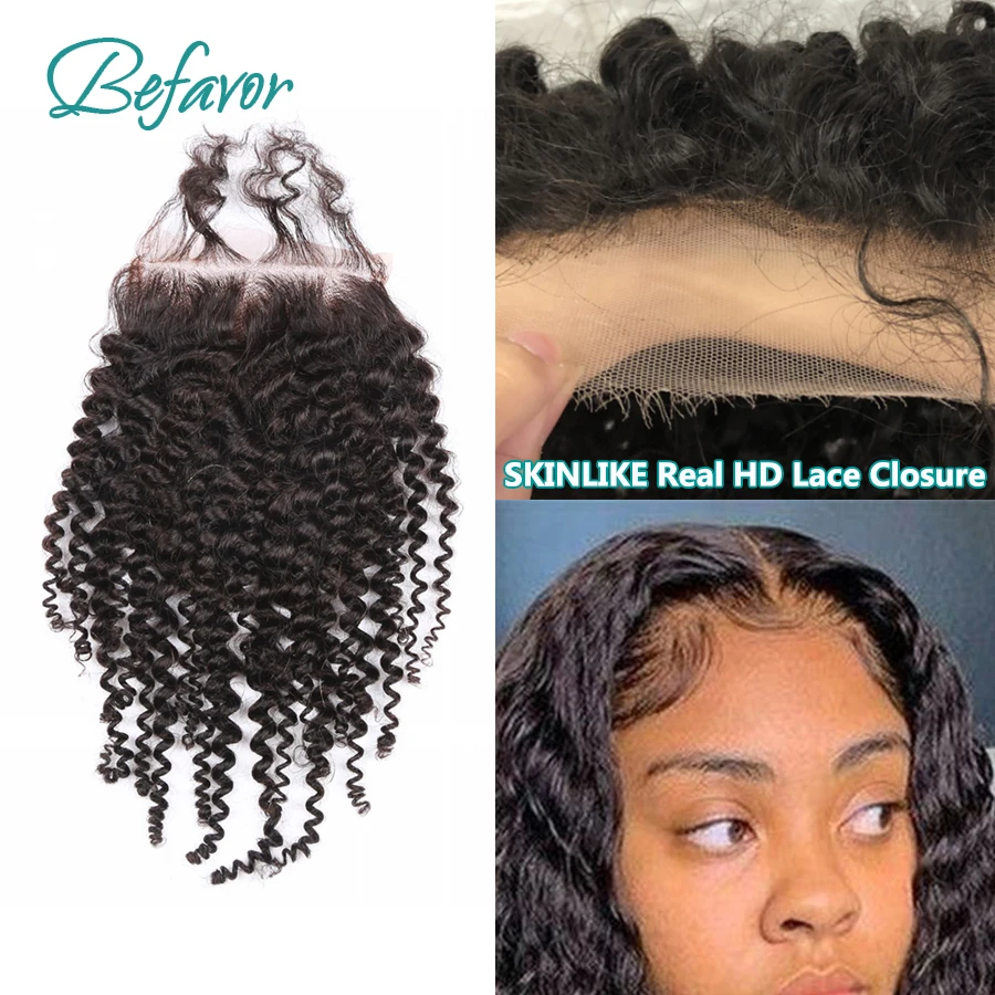 

Deep Curly Human Hair HD Lace Closure Kinky Curly Invisible HD Lace Pre Plucked Brazilian 4x4 5x5 6x6 Lace Closure Frontal Remy