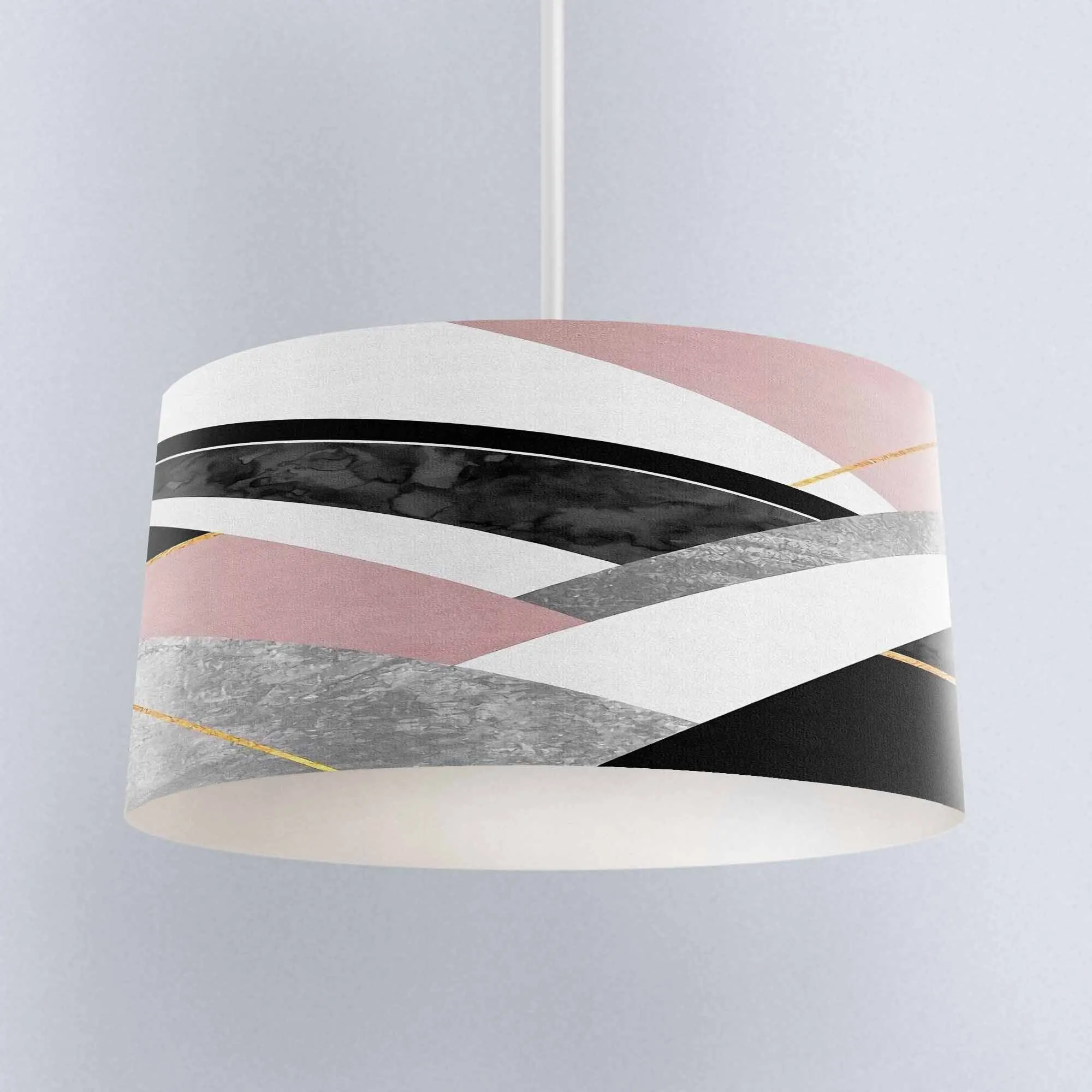 

Else Gray Pink Black Lines Geometric Digital Printed Fabric Chandelier Lamp Drum Lampshade Floor Ceiling Pendant Light Shade