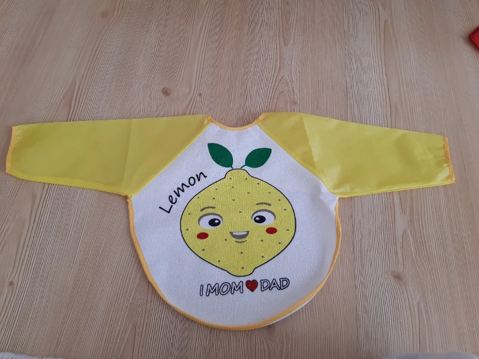 Baby Child Walking Lemon And Apple Motif Wearable Long Sleeve Waterproof Mama Apron