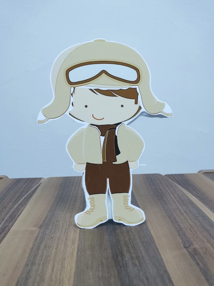 Pilot Foam-board Cutout Standee with Cardboard Stand, Kids Birthday Decoration, Air Plane Little Pilot Concept Party Supplies