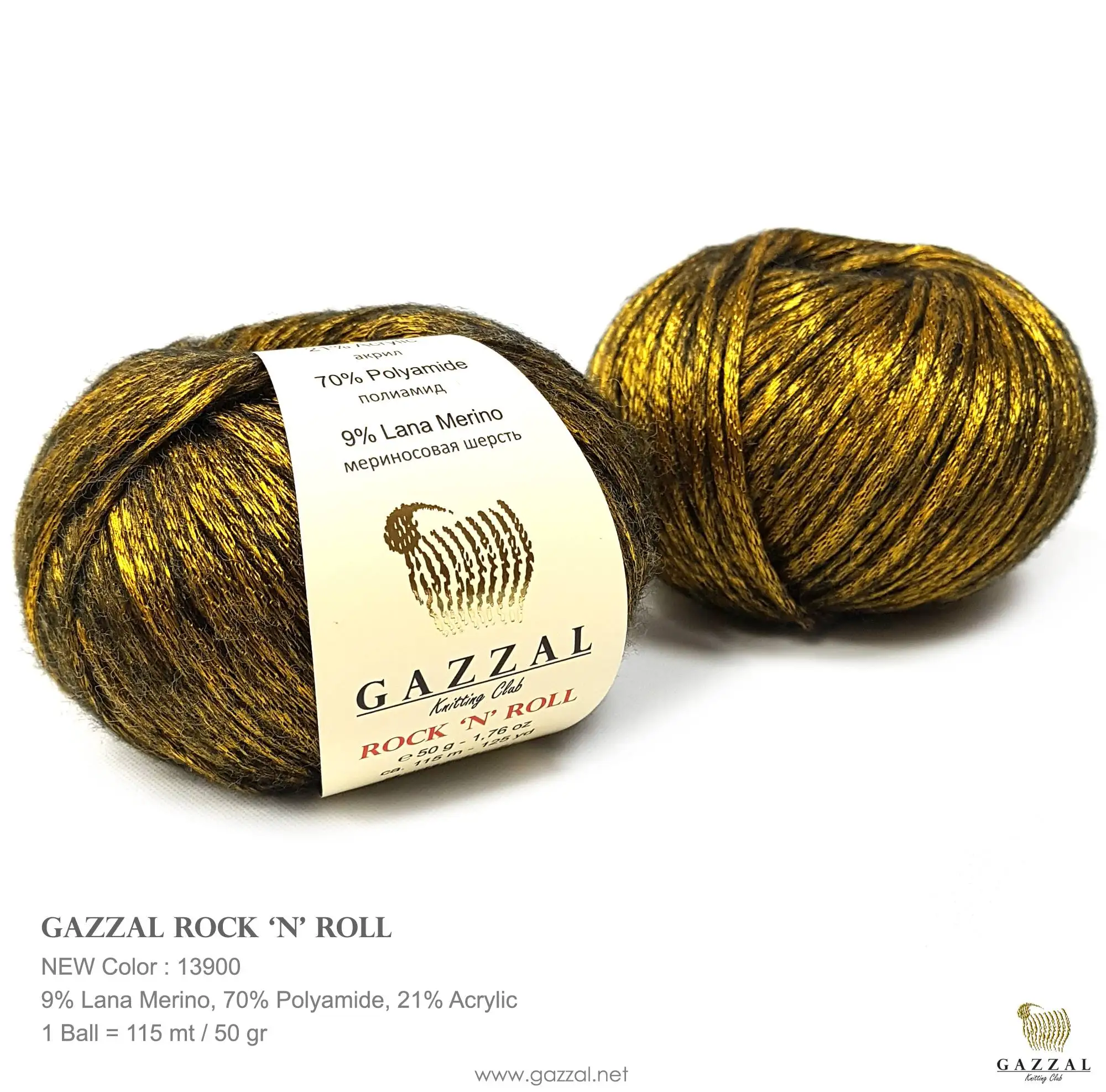 Gazzal Rock \'N\' Roll Ball Fantasy Hand Knitting Yarn, 50 grams 115 meters, Thread, Acrylic, Amigurumi, Crochet, Clothes, Glitter, Cardigan, Blouse,