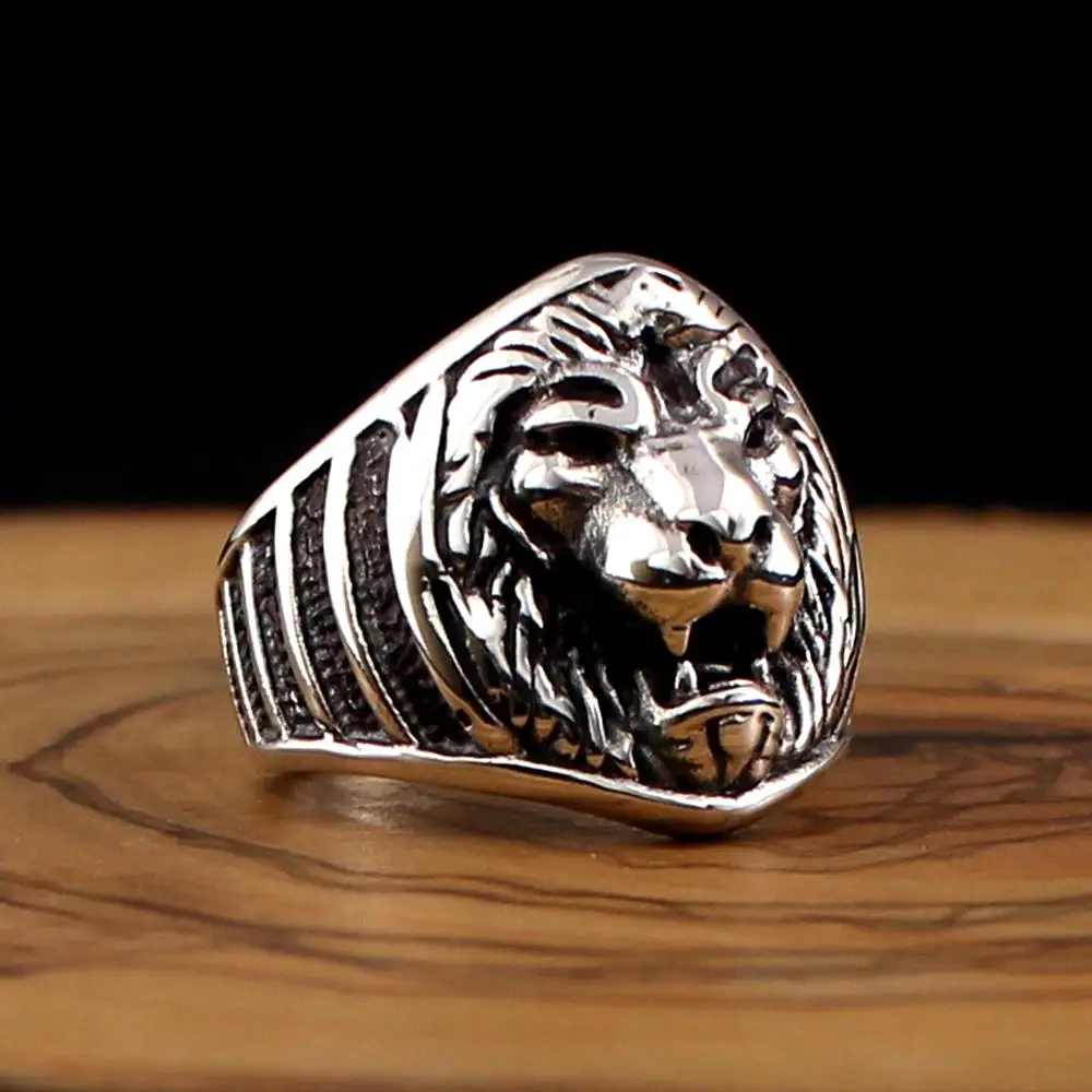 Turkish Style Real Pure 925 Sterling Silver Lion Face Ring For Men Women Hand Made High quality Jewelry Punk Retro Gift Unisex Fashion Vintage Accessory