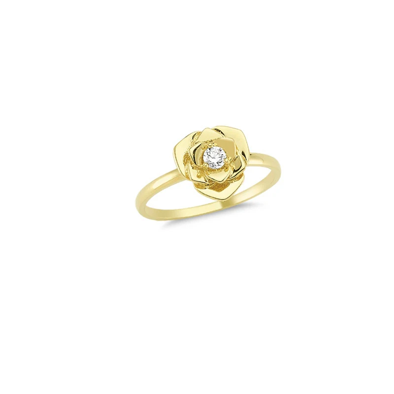 14K Solid Gold Rose Design Ladies Ring