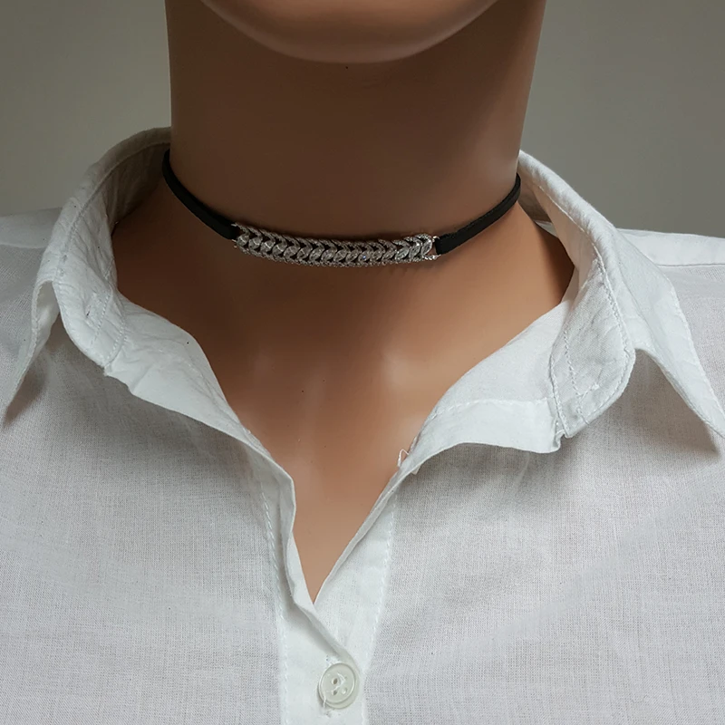 Women Marquise Choker Necklace Silver Choker Made in TURKEY