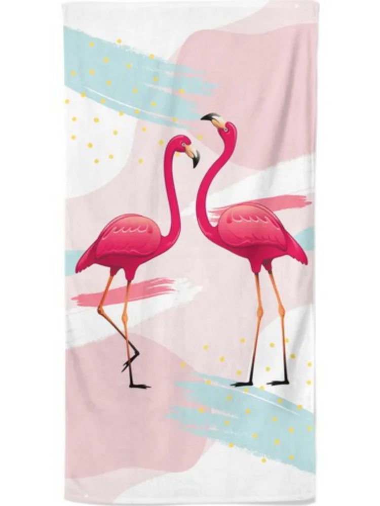 Flamingo Patterned Beach Towel Turkish Cotton Printed Velvet Quick Drying Absorbent Lounger For Women&Men Fitness GYM Bath SPA