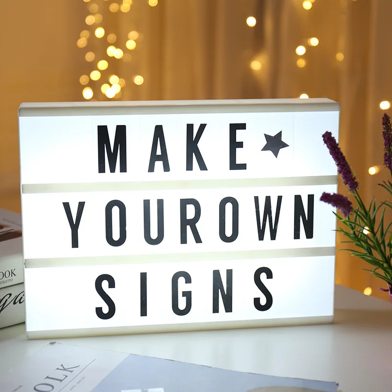 Cinema LED Light Box with Letter and Number, Message Memo Board, DIY Marquee LED Signs, Neon Lights for Party, Bar Wall Decors