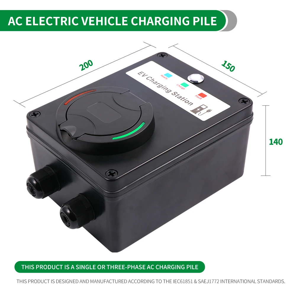 Type 2 Socket Charging Station 3 Phase 32A IEC 62196-2 EVSE Wallbox EV Car Charger Electric Vehicle Charging Station