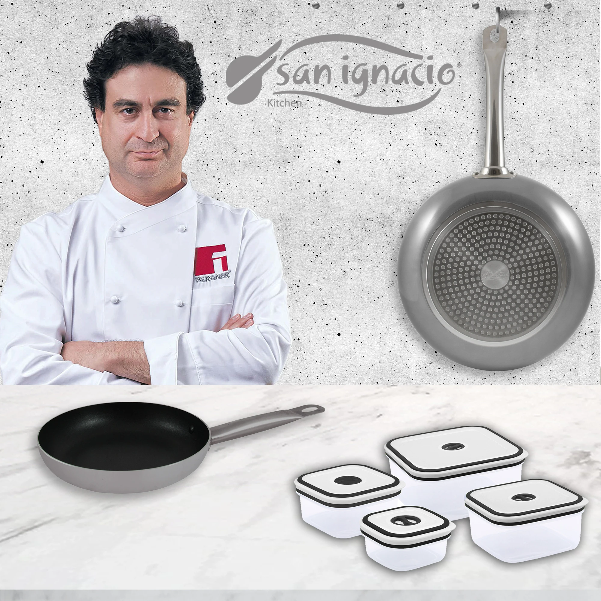 Set of pans (20,24cm) in aluminium with fiambreras SAN IGNACIO collection Professional Chef Platinum